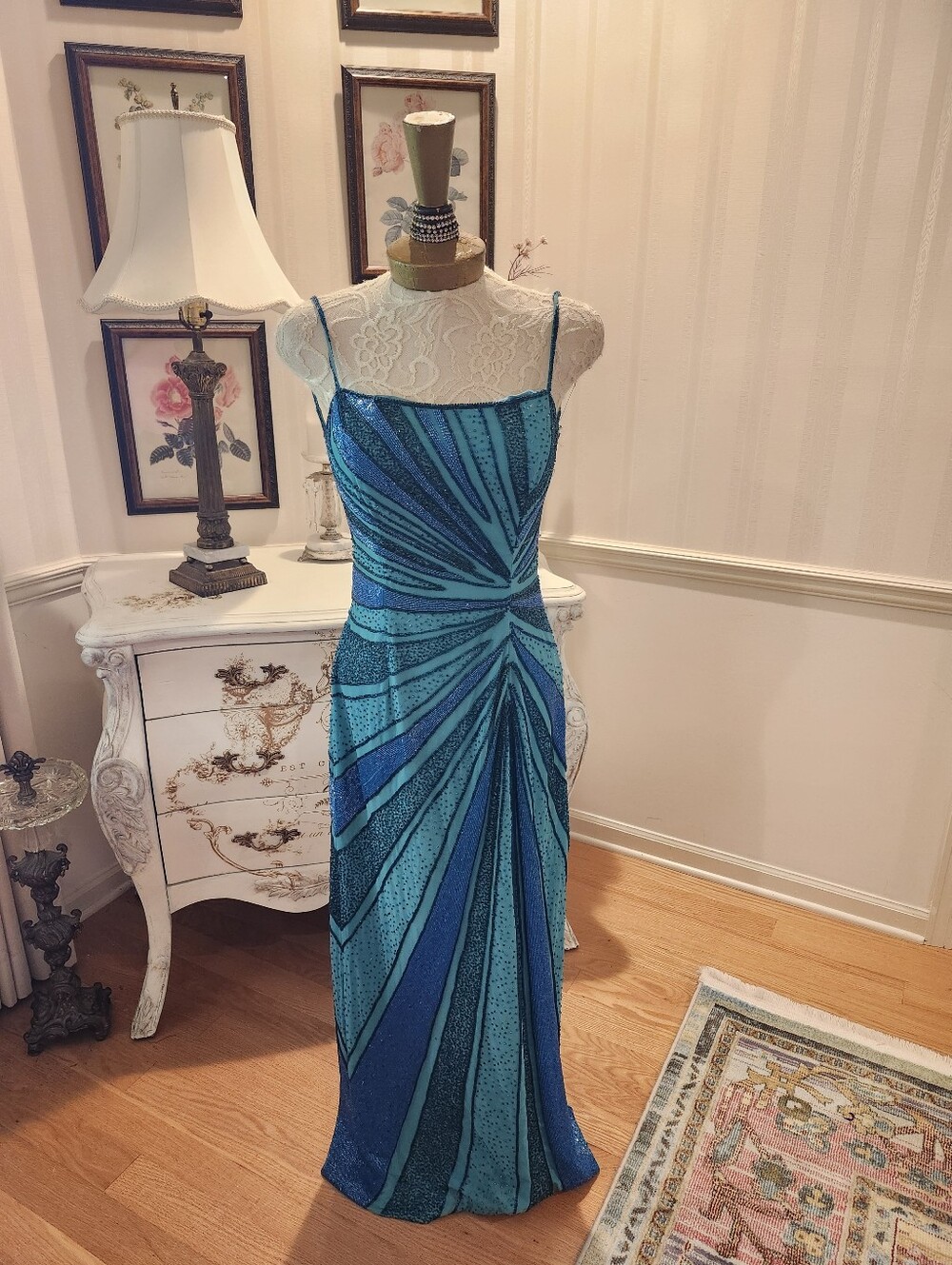 Mia Bella Exquisite Y2K Pageant Red Carpet Fully Beaded Gown M
